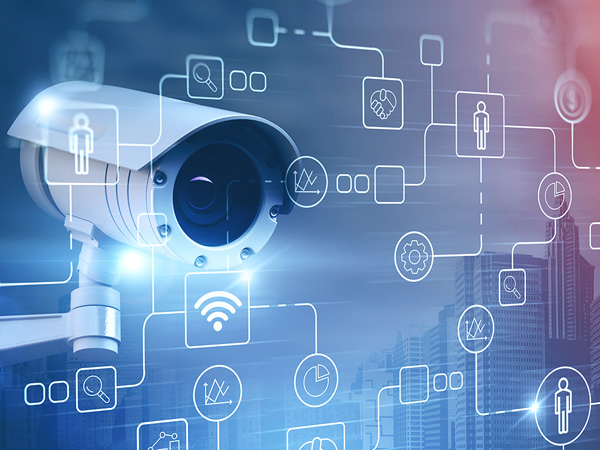 Security camera with graphic nodes overlay